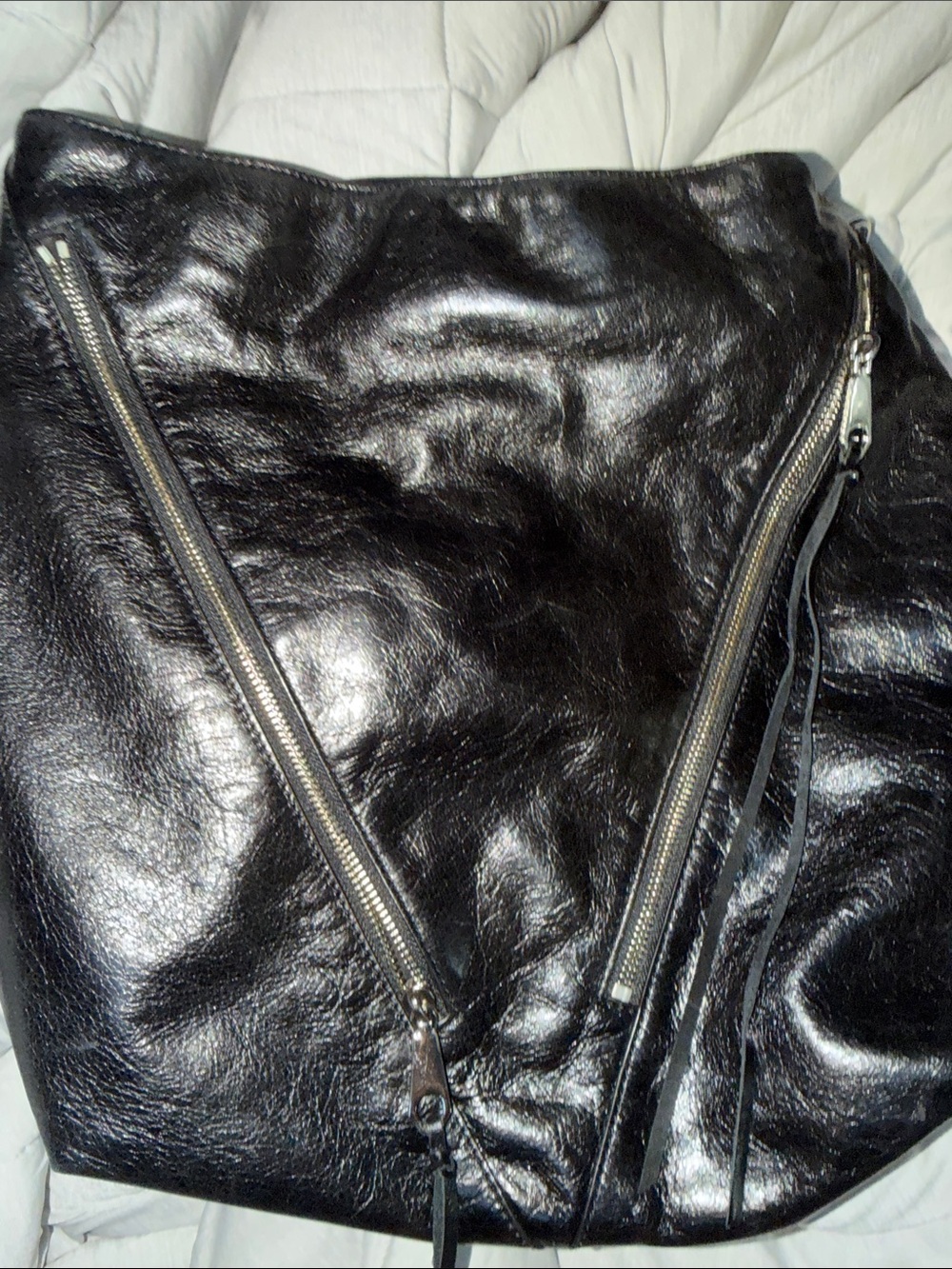 Rebecca Minkoff Moto Hobo Black LeatherZip-Accent Shoulder Bag Vintage - Picture 6 of 13